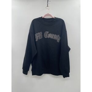 FB County Sweatshirt Women's XL Black Fleece Lined Rhinestone Long Sleeve NWOT
